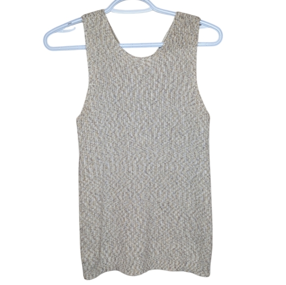 LOFT Beige Cream Multitone Knit Sleeveless Top Women Small *flaw - Picture 1 of 8